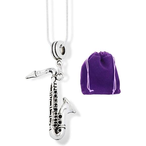 Saxophone Charm Sax Charm Necklace - Picture 1 of 4